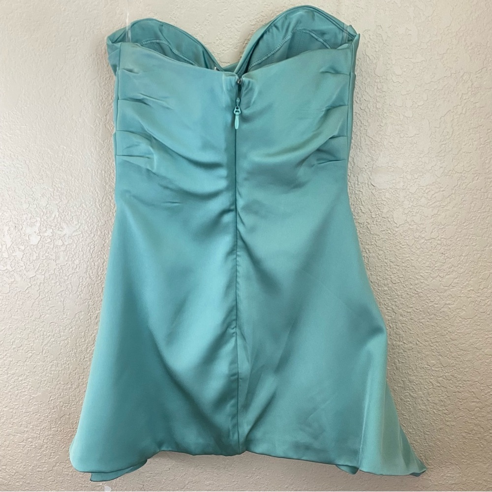House of CB Jasmine JADE DRAPED STRAPLESS CORSET DRESS aqua teal NWOT size M - Picture 6 of 12